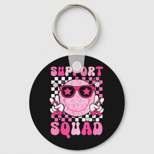 Support Team Smile Face Breast Cancer Awareness Key Ring