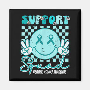 Support Team Ual Ault Awareness Smile Teal Ribbon Magnet