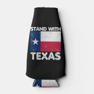 Support Texas I Stand With Texas Texan Flag Bottle Cooler