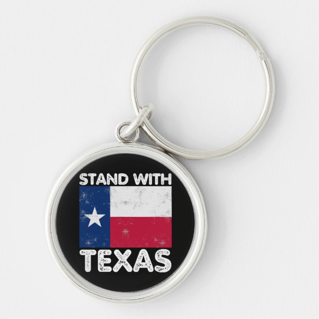Support Texas I Stand With Texas Texan Flag Key Ring (Front)