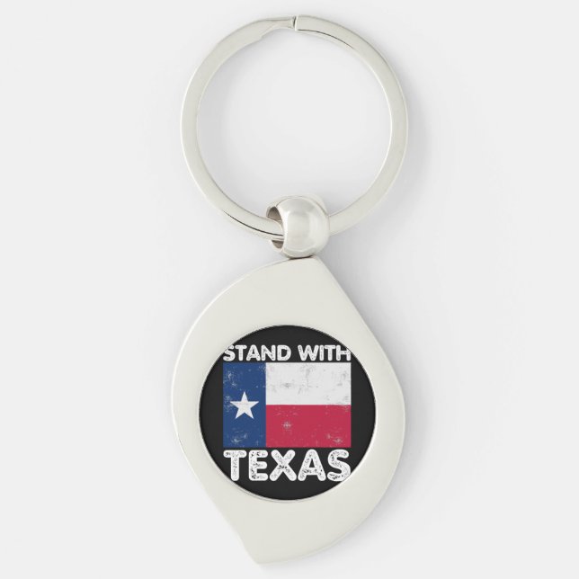 Support Texas I Stand With Texas Texan Flag Key Ring (Front)