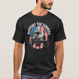 Support The Farmers Tractors Us Flag Patriotic Far T-Shirt