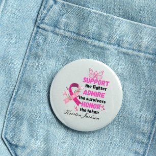 support the fighter breast cancer awareness 3 cm round badge