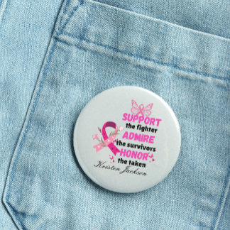 support the fighter breast cancer awareness 3 cm round badge
