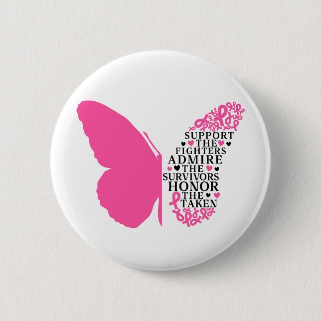 Support The Fighters Breast Cancer Awareness 6 Cm Round Badge (Front)