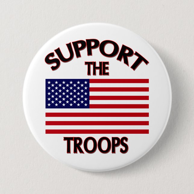 Support The Troops 7.5 Cm Round Badge (Front)