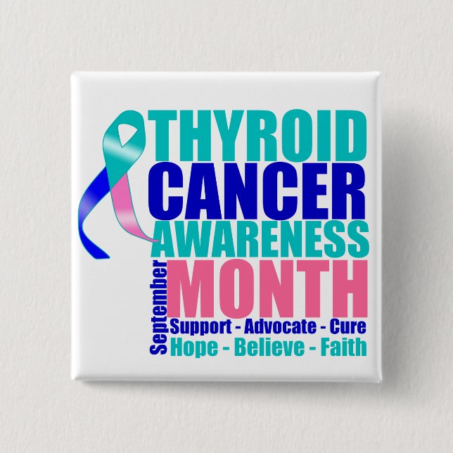 Support Thyroid Cancer Awareness Month 15 Cm Square Badge (Front)
