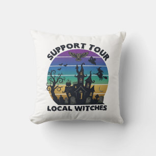 Support Tour Local Witches Halloween Haunted House Cushion