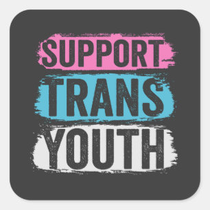 Support Trans Youth Distressed Gender Equality Square Sticker