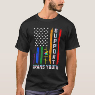Support Trans Youth US Flag LGBT Pride Tees Men