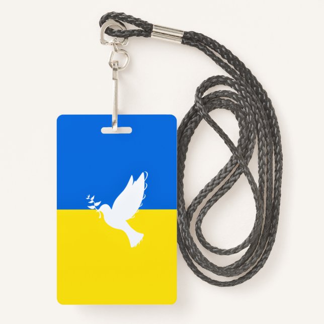 Support Ukraine Badge ID Badge (Front with Lanyard)