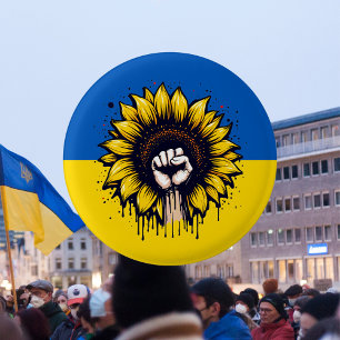 Support Ukraine Blue & Yellow Sunflower Flag 3 Cm Round Badge