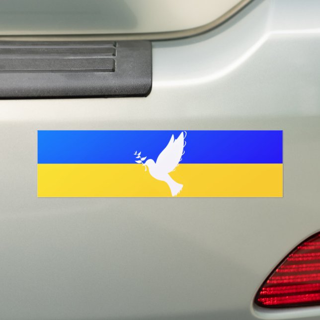 Support Ukraine Bumper Sticker Peace Dove (On Car)