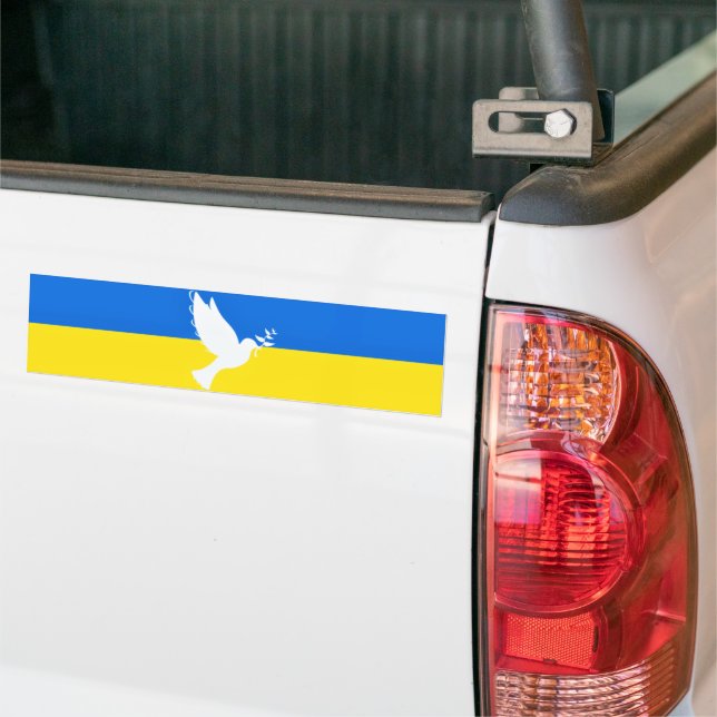 Support Ukraine Bumper Sticker Peace Dove Freedom (On Truck)