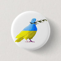 Support Ukraine Button Peace Dove Ukrainian Flag