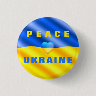 Support Ukraine Button Ukrainian Flag Heart