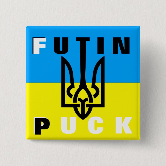 Support Ukraine Buttons Puck Futin Ukrainian Flag (Front)