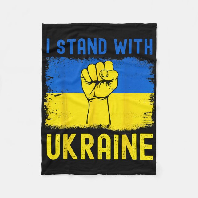 Support Ukraine Flag I Stand With Ukraine  Fleece Blanket (Front)