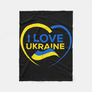Support Ukraine Flag Shirt I Love Ukraine Heart Fleece Blanket