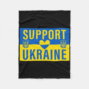 Support Ukraine Flag With Heart Fleece Blanket