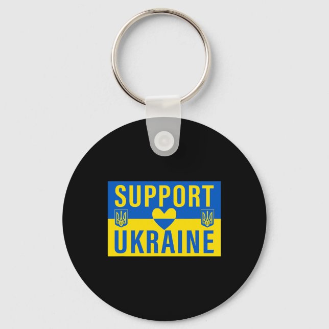 Support Ukraine Flag With Heart  Key Ring (Front)