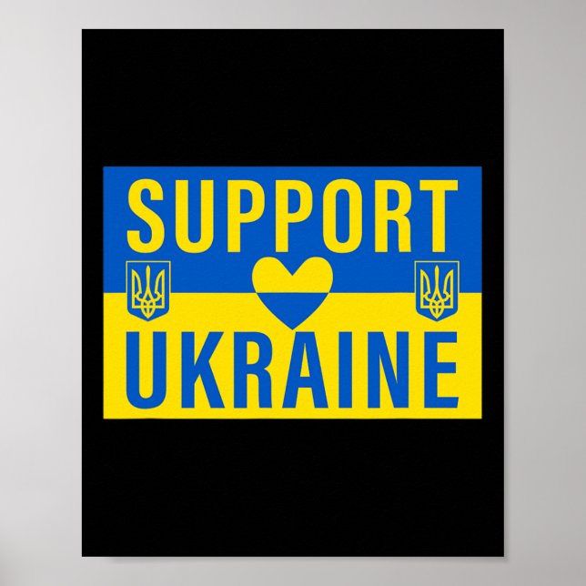 Support Ukraine Flag With Heart  Poster (Front)