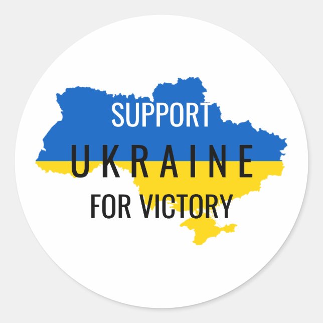 Support Ukraine for Victory Overlay Round Sticker (Front)
