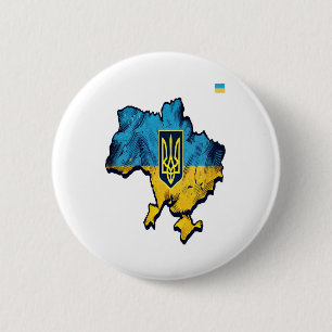 Support Ukraine – Free Ukraine Map With Flag Tryzu 6 Cm Round Badge