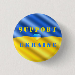 Support Ukraine Freedom Peace Heart - Ukraine Flag 3 Cm Round Badge