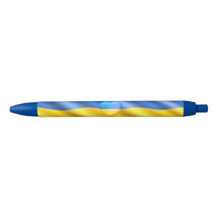 Support Ukraine Freedom Peace Heart - Ukraine Flag Blue Ink Pen