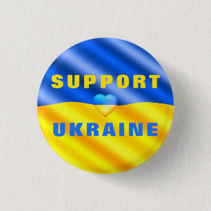 Support Ukraine Freedom Peace Heart Ukrainian Flag 3 Cm Round Badge
