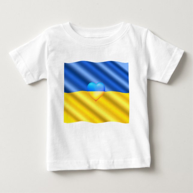 Support Ukraine Freedom Peace Heart Ukrainian Flag Baby T-Shirt (Front)