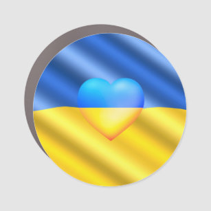 Support Ukraine - Freedom - Peace - Ukraine Flag  Car Magnet
