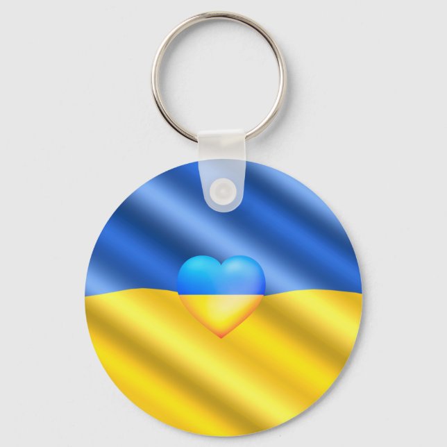 Support Ukraine - Freedom - Peace - Ukraine Flag Key Ring (Front)