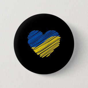 Support Ukraine Heart Ukrainian Flag 6 Cm Round Badge