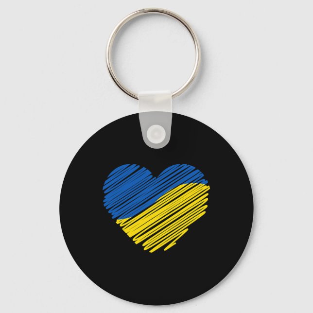 Support Ukraine Heart Ukrainian Flag  Key Ring (Front)