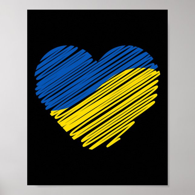 Support Ukraine Heart Ukrainian Flag  Poster (Front)