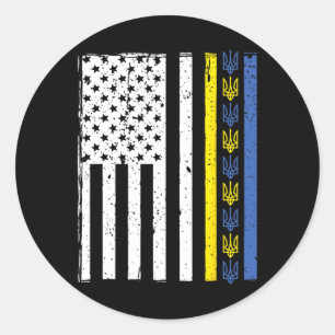 Support Ukraine I Stand With Ukraine Ukrainian Fla Classic Round Sticker