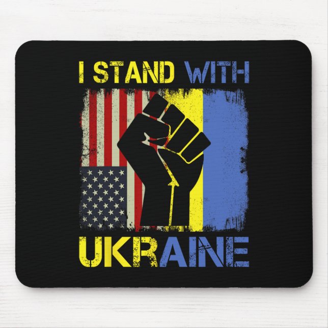 Support Ukraine I Stand With Ukraine Ukrainian Fla Mouse Pad (Front)