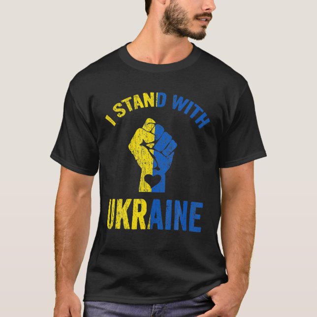 Support Ukraine I Stand With Ukraine Ukrainian Fla T-Shirt (Front)