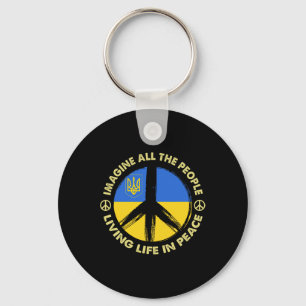 Support Ukraine Imagine All People Living Life In Key Ring