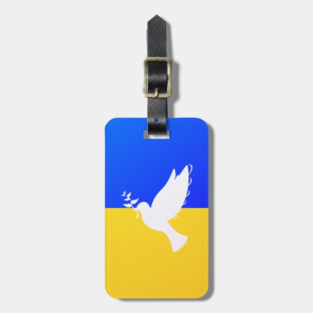 Support Ukraine Luggage Tag Peace Dove - Freedom (Front Vertical)