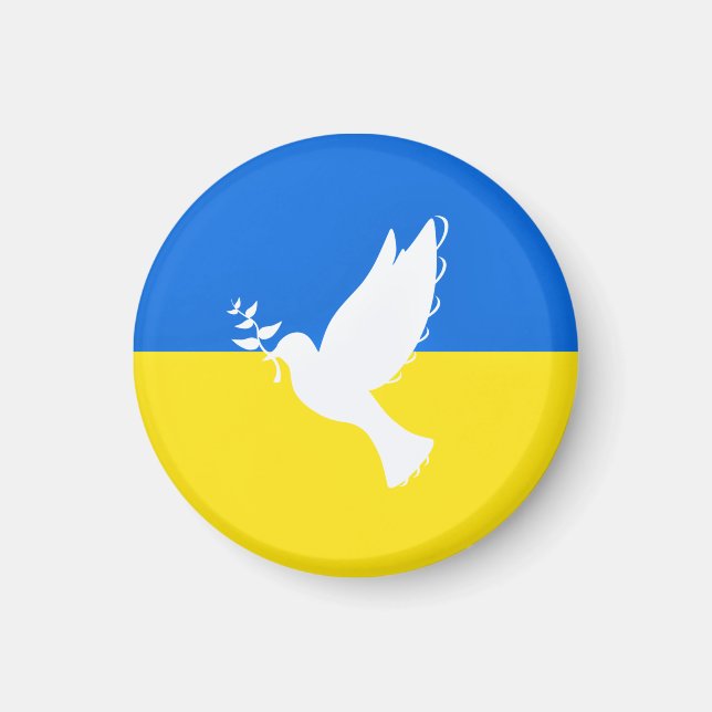 Support Ukraine Magnet Peace Dove Ukrainian Flag (Front)