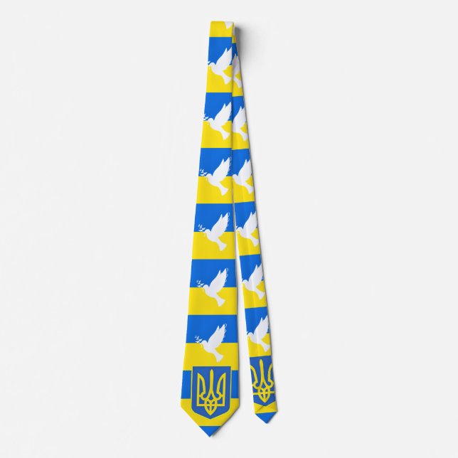 Support Ukraine Neck Tie Peace Dove Coat Of Arms (Front)