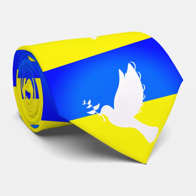 Support Ukraine Neck Tie Peace Dove Ukrainian Flag (Rolled)