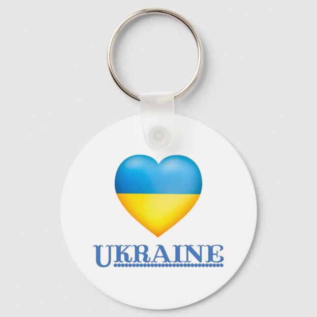 Support Ukraine - Peace & Love for Ukraine Key Ring (Front)