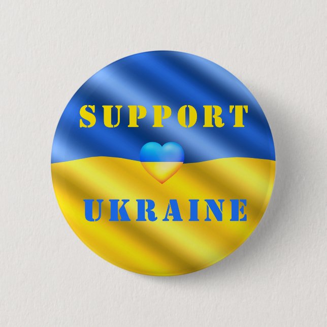 Support Ukraine - Peace - Ukrainian Flag - Freedom 6 Cm Round Badge (Front)