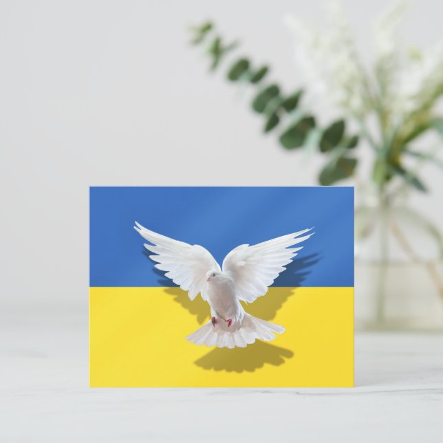 Support Ukraine Postcard Peace Dove Freedom (Standing Front)