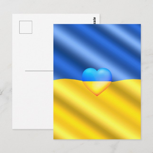 Support Ukraine Postcard Ukrainian Flag - Freedom (Front/Back)