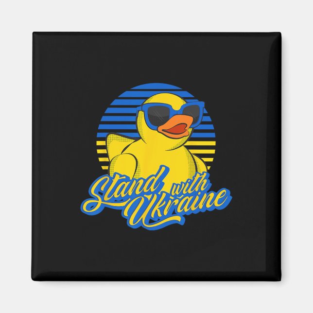 Support Ukraine Rubber Duck Ukrainian Flag Stand W Magnet (Front)